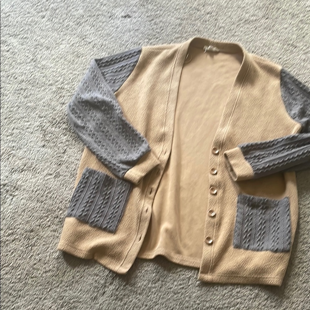 Vici Stylish Tan and Gray Women's Sweater - Picture 2 of 4